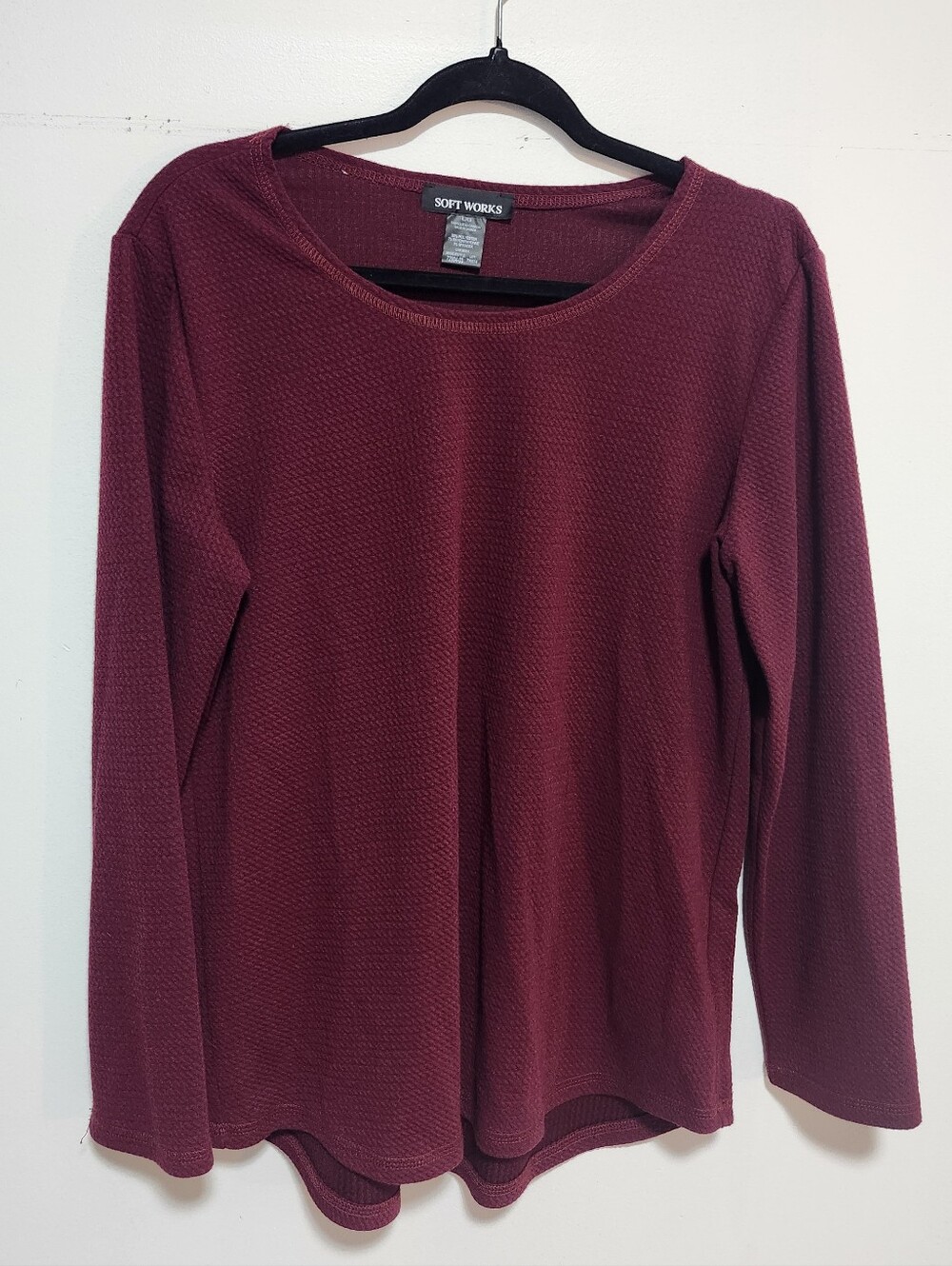 Soft Works Women's Long Sleeve Crewneck Top in Wine